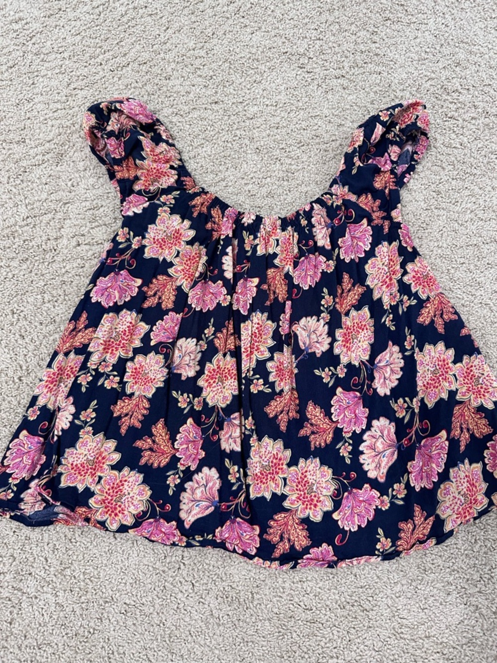 Old Navy Navy Floral Ruffle Strap Camisole - Picture 2 of 4